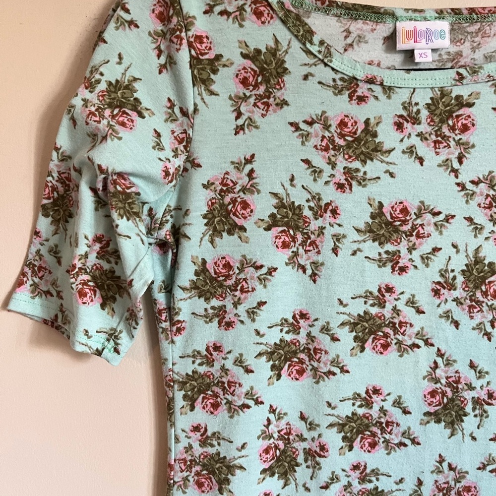 Lularoe Unicorn floral on mint green xs - Picture 6 of 7